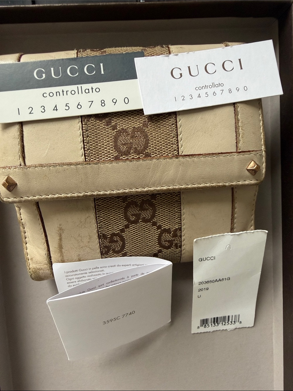 Gucci Vintage Monogram Large Card Holder Wallet 100% Authentic With Gucci Box! - Picture 5 of 6